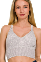 Zenana Washed Crisscross Strap Back Seamless Tank Top