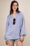 VERY J Plus Size Washed Cotton Gauze Oversized Top