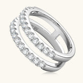 925 Sterling Silver Moissanite Double Layered Ring