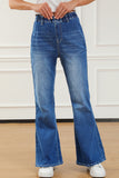 Elastic Waist Bootcut Jeans with Pockets