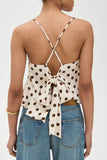 Crisscross Ruffled Hem Polka Dot Cami