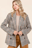 Mittoshop Plaid Double Breasted Relaxed Fit Blazer