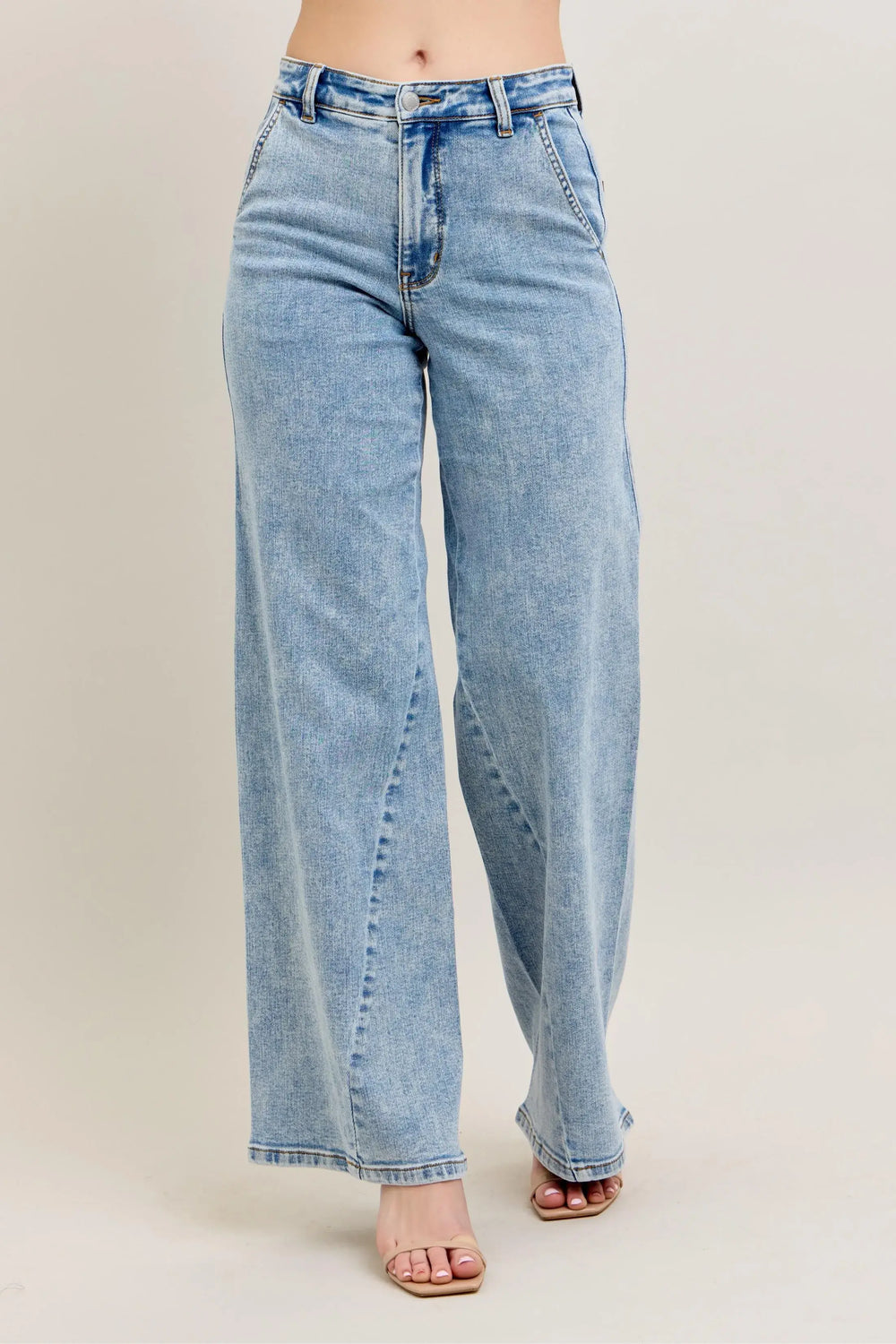 Judy Blue Full Size High Waist Wide Leg Jeans with Skewed Inseam Plus Size