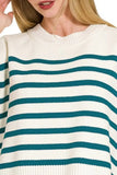 Zenana Oversized Crew Neck Stripe Sweater Vest