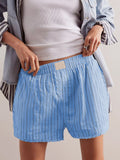 Striped Elastic Waist Shorts