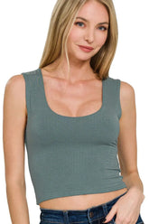 Zenana Double Layered Cropped Tank Top