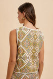 Annie Wear Ethnic Woven Jacquard Tie Front Vest