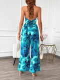 Devine Printed Halter Neck Top and Pants Set