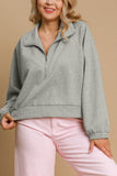 Umgee Full Size Half Zip Cropped Sweatshirt Plus Size