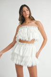 MABLE Ruffle Layered Crop Top and Mini Skirt Set