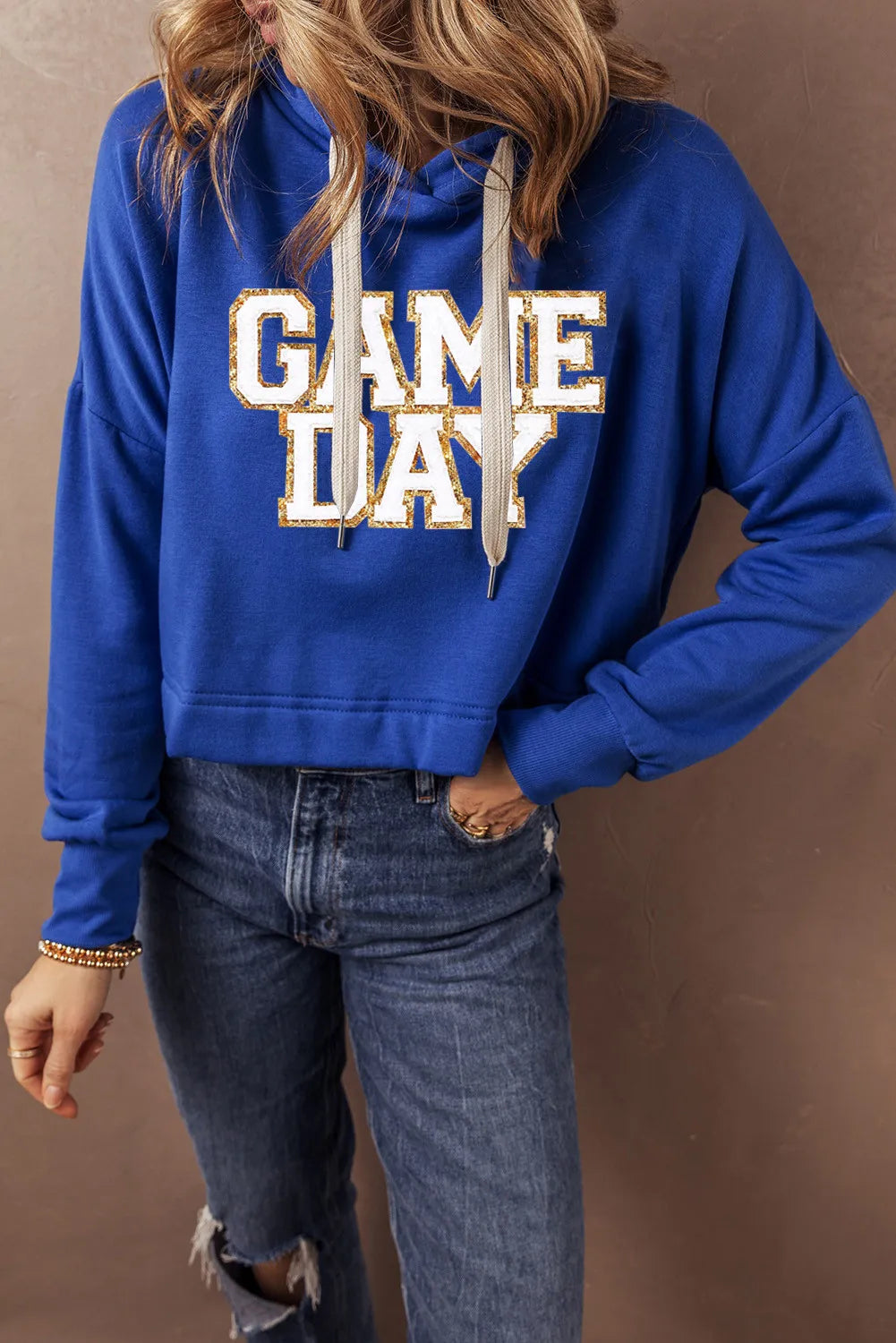 GAME DAY Drawstring Long Sleeve Hoodie - felvior