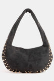 Fame Metallic Studded Faux Suede Hand Bag