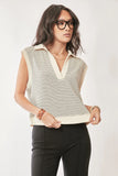 Davi & Dani French Terry Boxy Fit Striped Sweater Vest