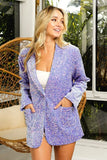 BiBi Velvet Sequins Patch Pockets Single Blazer