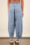 VERY J Washed Chambray Barrel Denim Pants