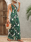 Printed Halter Neck Wide Leg Jumpsuit
