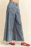 Davi & Dani Patch Pocket Wide Leg Culotte Jeans