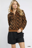 Umgee Leopard Print Quarter-Zip Sweatshirt