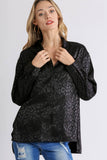 Umgee Full Size Animal Jacquard Print Button Up Long Sleeve Shirt Plus Size