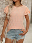 Eyelet Round Neck Double Layered Ruffled Short Sleeve Top