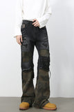 Men's Frayed Hem Camouflage Jeans