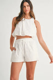 MABLE Eyelet Bubble Hem Sleeveless Top and Shorts Set