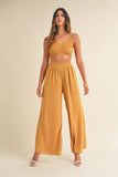 MABLE Smocked Bralette Crop Top and Wide Leg Pants Set