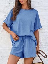 Round Neck Short Sleeve Top and Shorts Set
