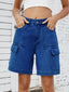 High Waist Denim Shorts with Cargo Pockets