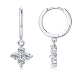 925 Sterling Silver Moissanite Hoop Drop Earrings