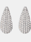 Stainless Steel Inlaid Zircon Teardrop Earrings