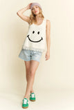 Jade By Jane Full Size Smiley Fringe Hem Tank Plus Size