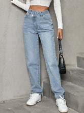 Asymmetrical Waist Straight Leg Jeans
