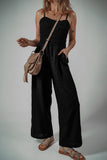 Smocked Spaghetti Straps Wide Leg Jumpsuit