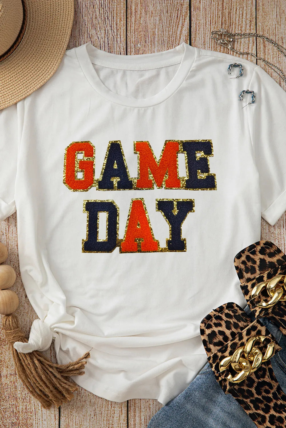 GAME DAY Round Neck Short Sleeve T-Shirt - felvior