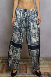 POL Floral Printed Woven Wide Leg Drawstring Pants