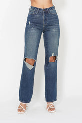 Judy Blue Full Size Hw Ripped Knee Dad Jeans Plus Size