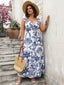 Plus Size Ruffled Printed Sweetheart Neck Maxi Cami Dress