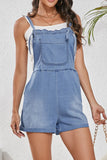Square Neck Denim Overalls with Pockets