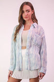 VERY J Plus Size Oversized Printed Button Up Shirt