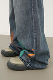 Men's Splash Print Wide Leg Jeans