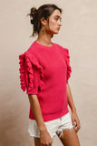 BiBi Ruffle Sleeve Ribbed Sweater