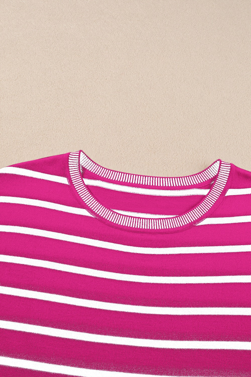 Striped Short Sleeve Knit Top - felvior