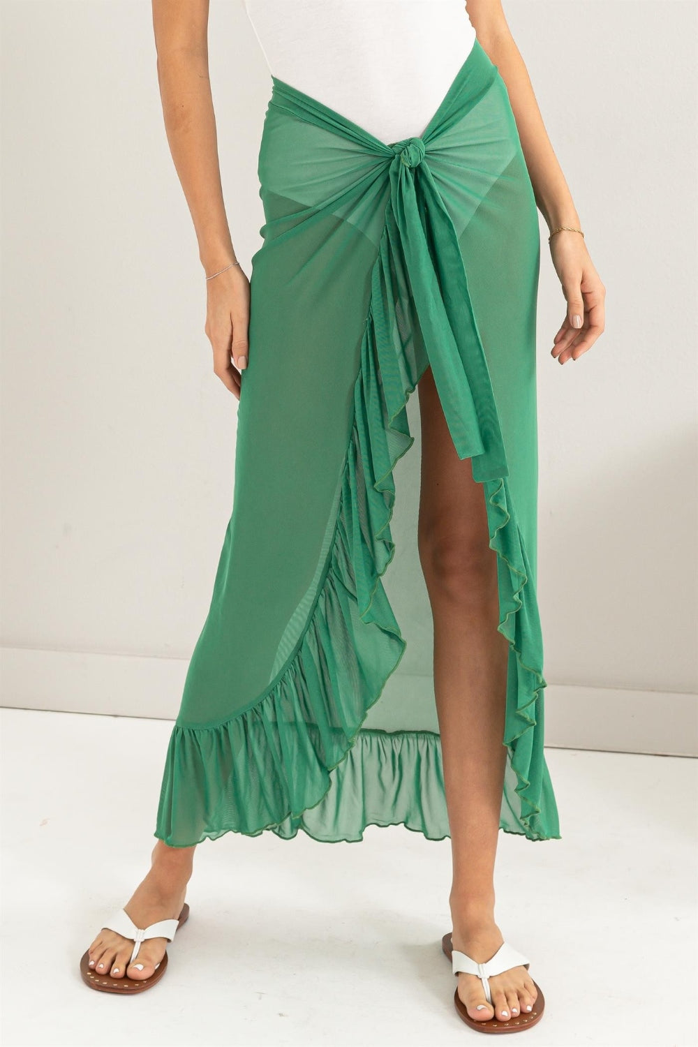 HYFVE Ruffle Trim Cover Up Sarong Skirt - felvior