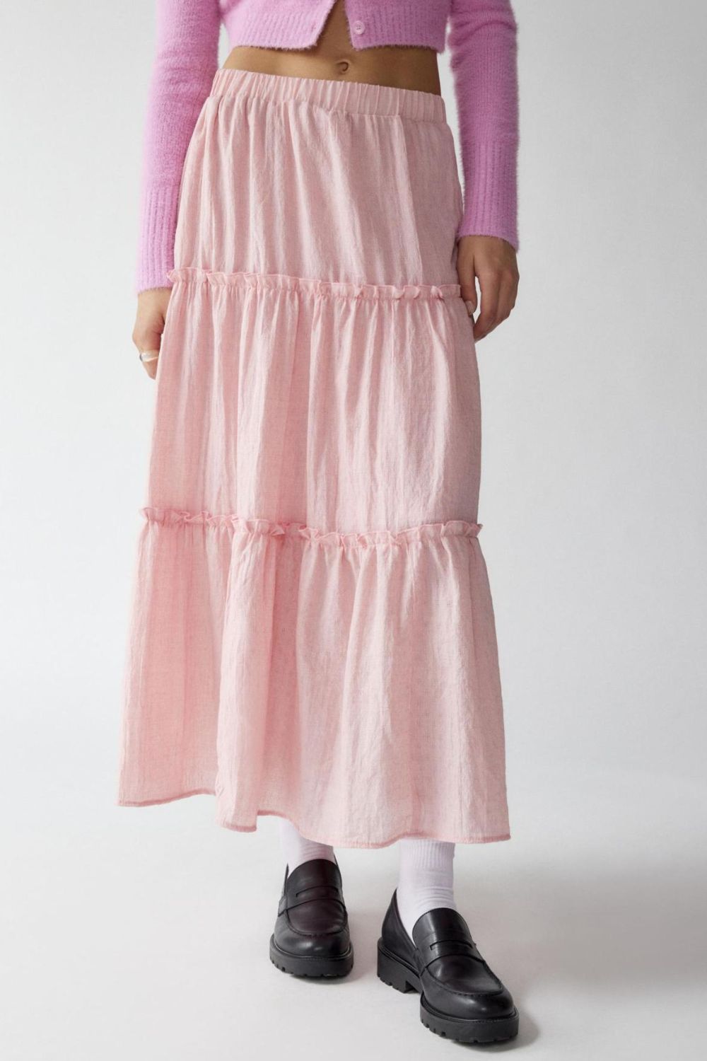Frill Elastic Waist Skirt - felvior