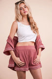 VERY J Crinkled Woven Shirt Top & Shorts Set - felvior