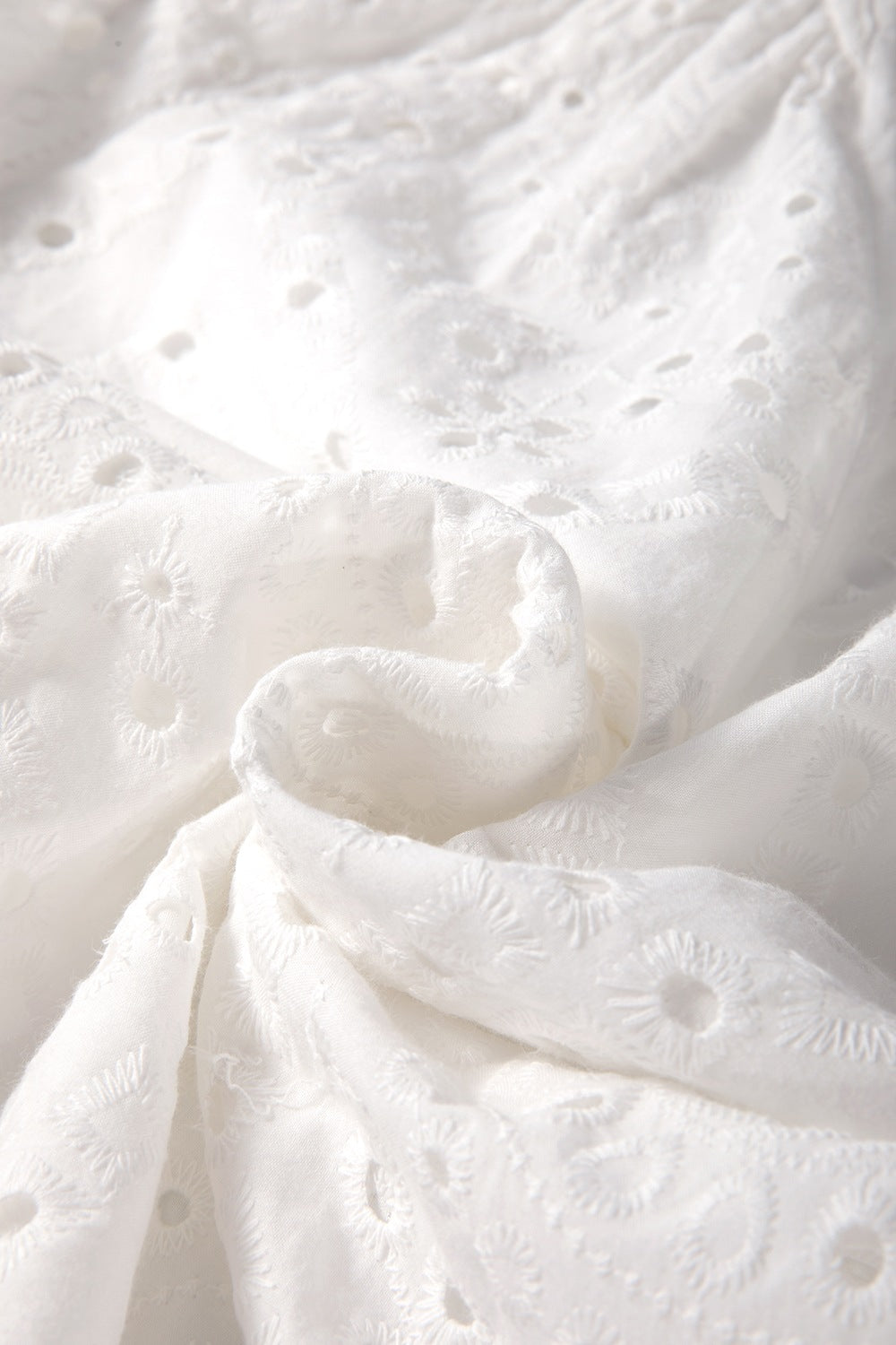 Eyelet V-Neck Long Sleeve Blouse