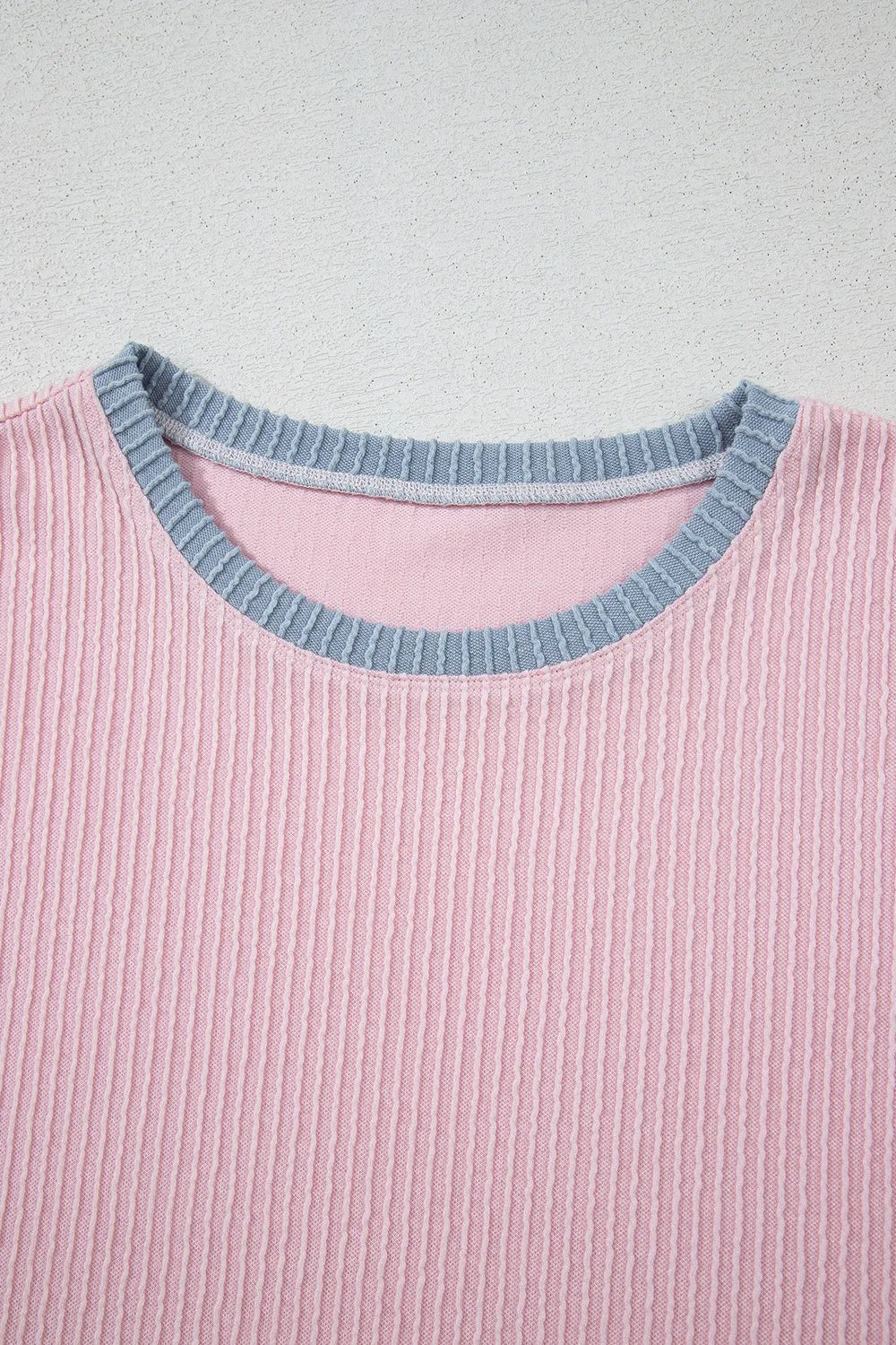 Contrast Round Neck Top and Pants Set