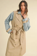 MABLE Layered Look Trench Coat With Denim Jacket