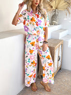 Devine Printed Button Down Shirt and Pants Set
